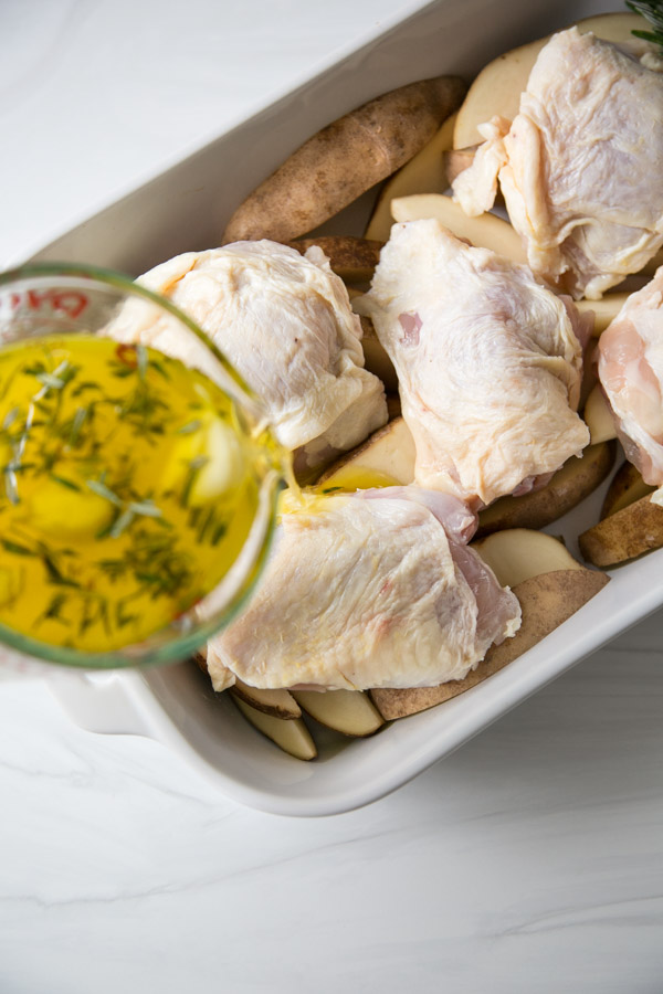 Lemon marinade for Greek Chicken Thighs and Potatoes (Gluten-Free)