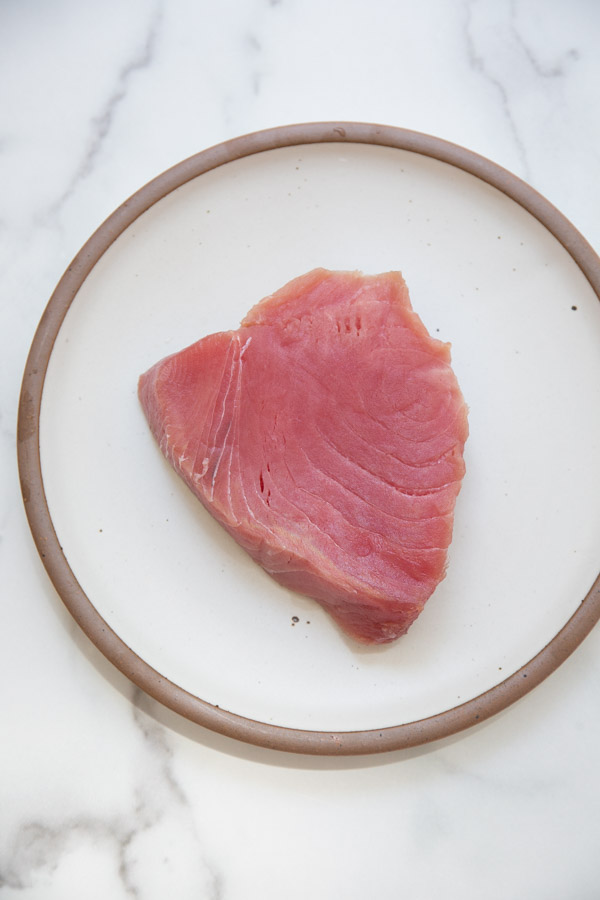 ahi tuna steak on a plate