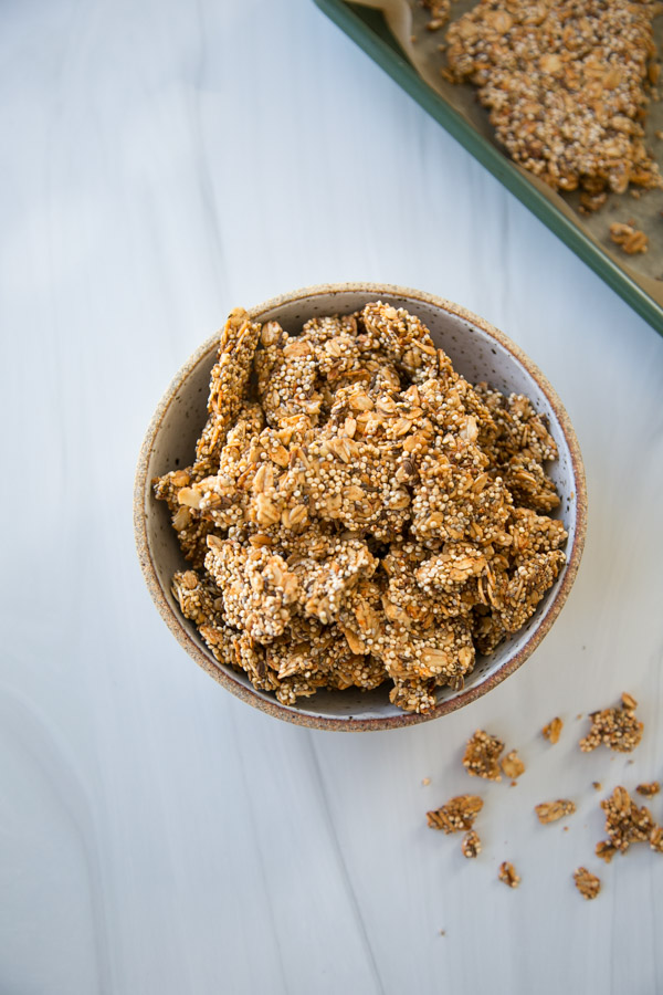 savory granola in a bowl